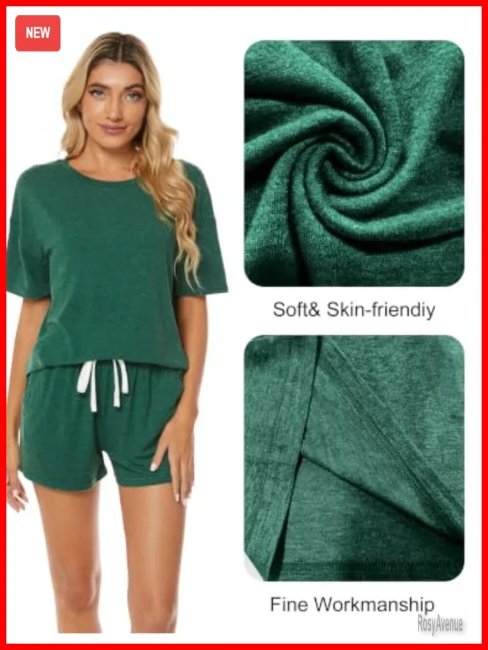 Women's Pajama Set - Soft Cotton Blend 2-Piece Lounge Sleepwear with Pockets